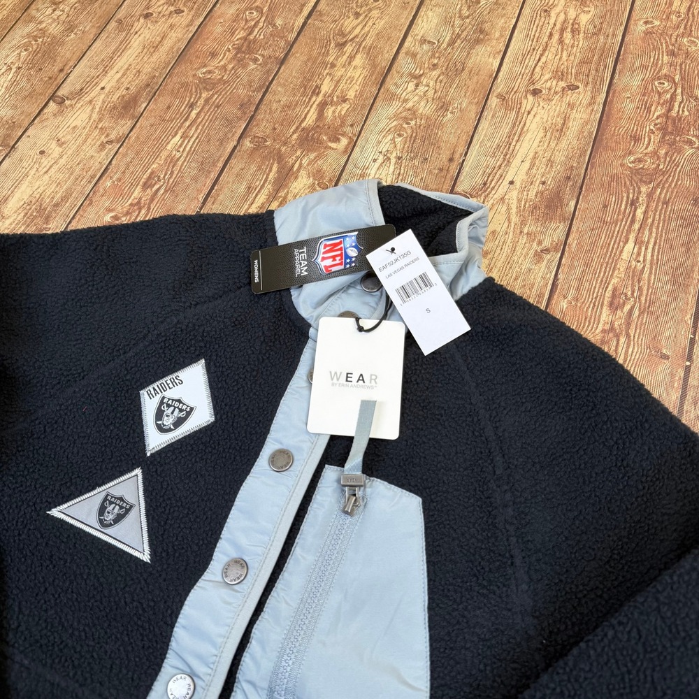 WEAR by Erin Andrews Las Vegas Raiders Jacket Womens Small Black Sherpa Fleece